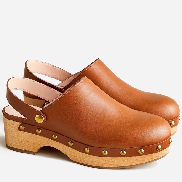 J Crew Brown Leather Convertible Leather Clogs - Picture 1 of 5